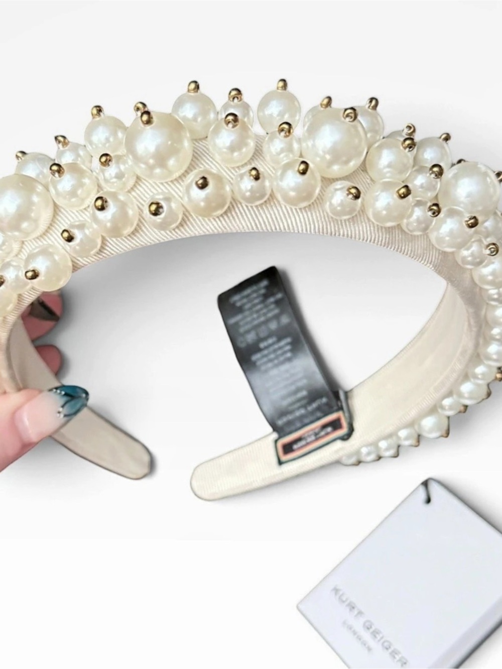 Kurt Geiger London Small Eagle Headband White & Gold - Picture 6 of 6